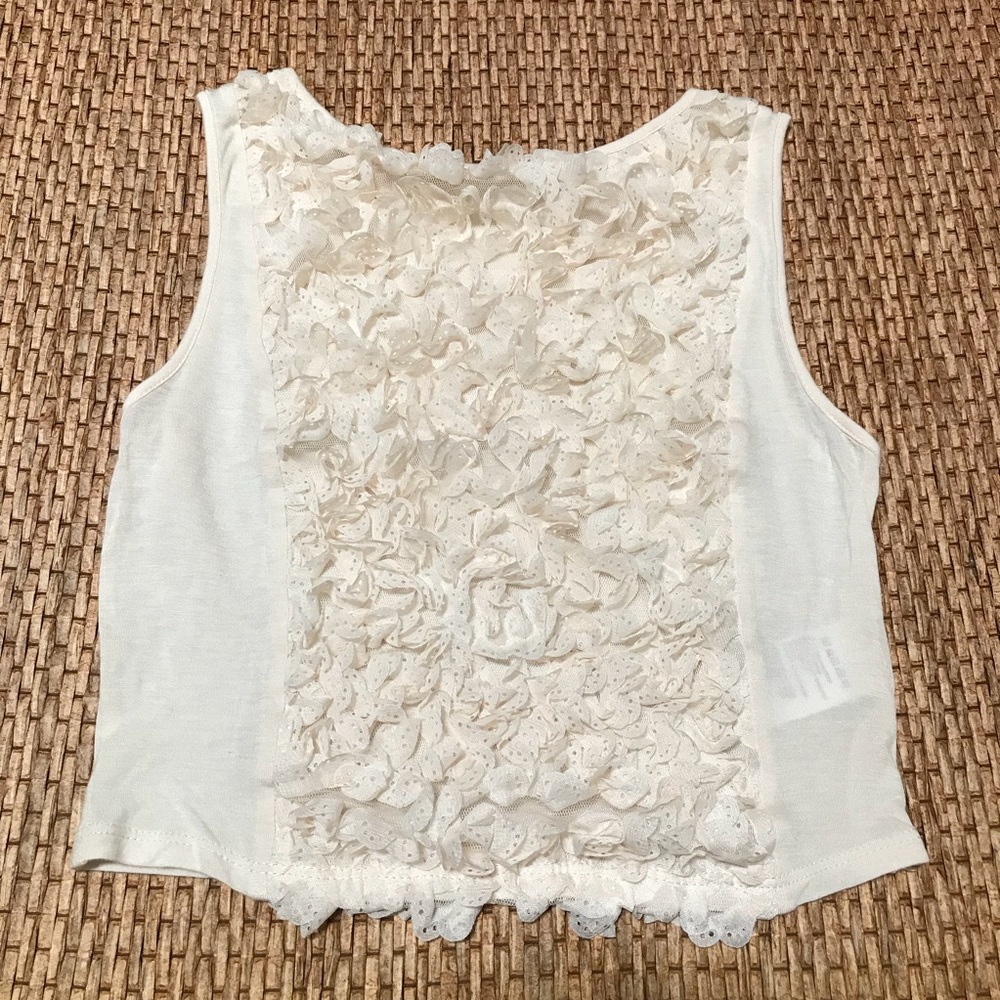 Anthropologie Pins&Needles Ruffle Lace Cream Top